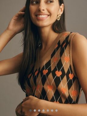 Anthropologie/Maeve Brown and Rust Knit Sweater Vest